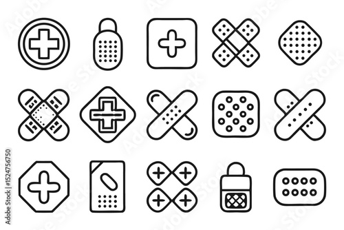 Editable medical patch and plaster design isolated on transparent background