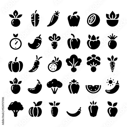 fresh vegetable icon set
