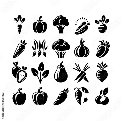 fresh vegetable icon set