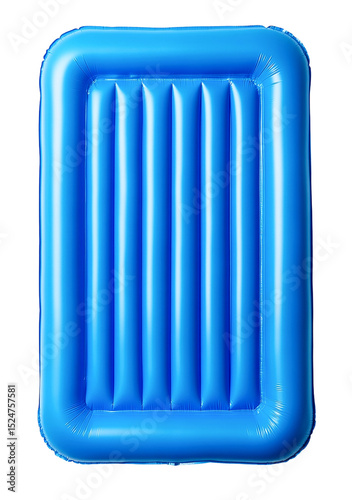 Inflatable blue pool floatie rectangle shape summer fun transparent background