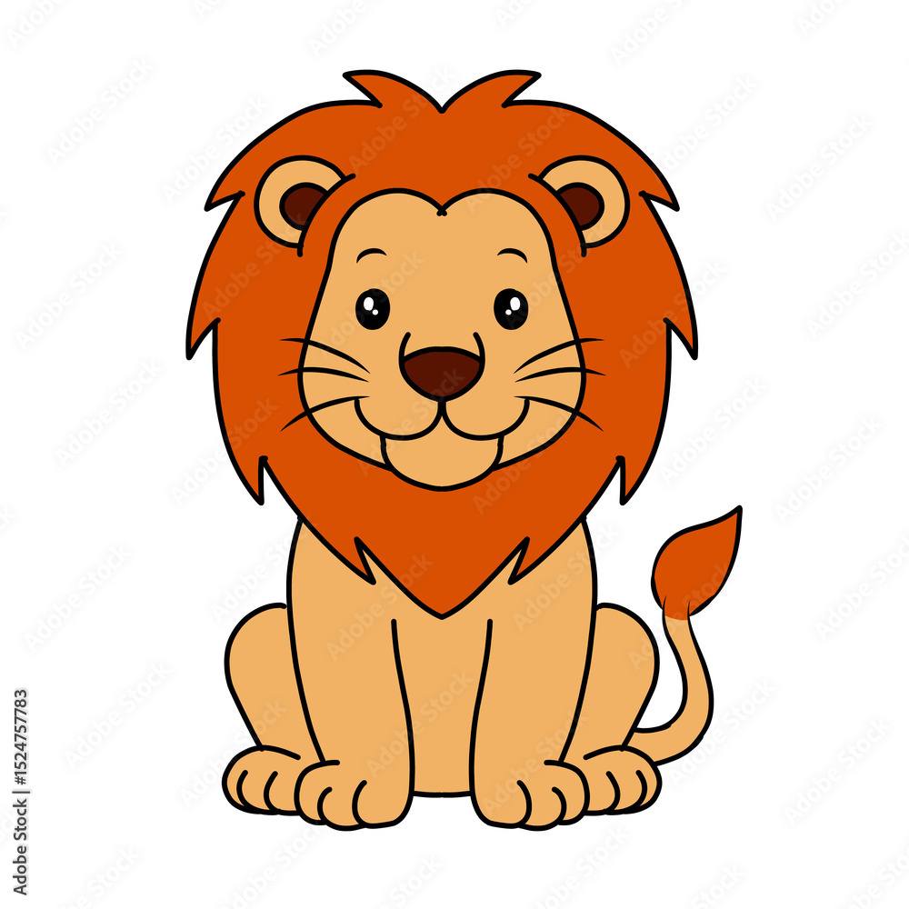 Fototapeta premium animal Lion Coloring Pages For Kids. Lion Coloring Book Printable. Lion Icon.white isolated background