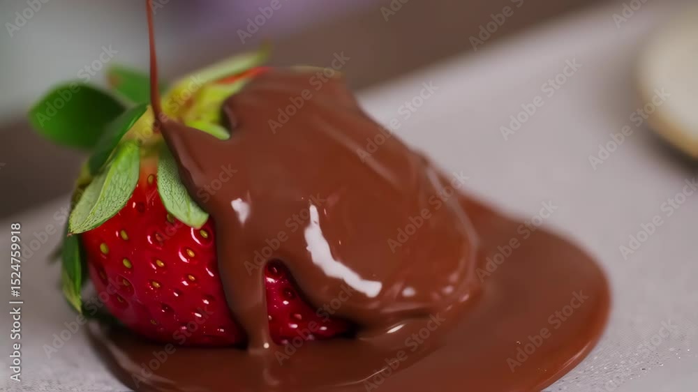 Strawberry covered chocolate liquid