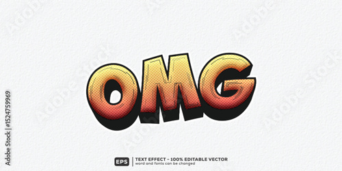 Omg.eps 3D Cartoon Editable Text Effect | Premium Font Template