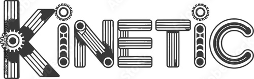 Kinetic typography mechanical animation motion graphics design engineering gears and cogs logo artwork editable stock vector illustration