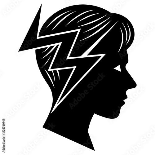 Brainstorm lightning intuition icon vector illustration