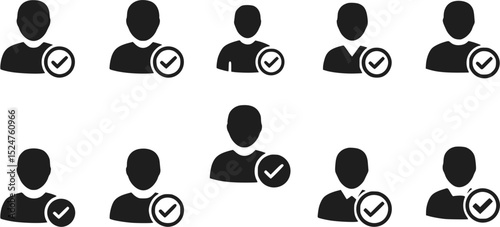 People Icons with Check Marks - Verified Users, Approved Accounts