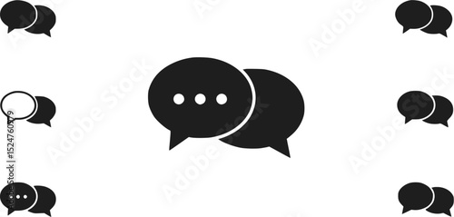 Set of speech bubbles, communication, conversation icons, vector