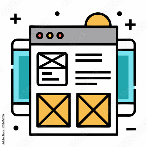 UX wireframe interface layout icon vector illustration