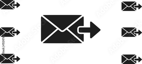 Email Sending Icon Concept, Black and White Graphic