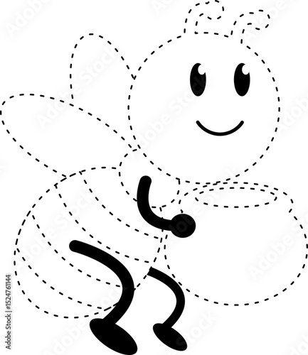 bee bug instect cartoon tracing line