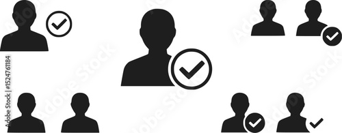 User profile icons with check mark, vector illustration