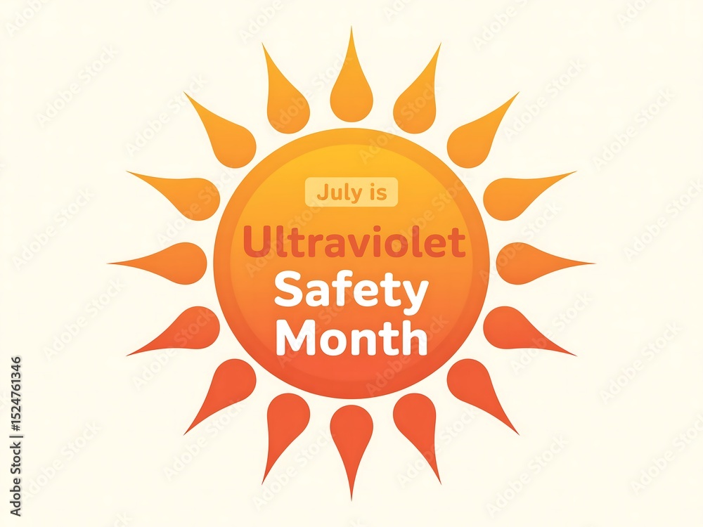 Fototapeta premium July is Ultraviolet Safety Month Awareness Graphic with Sun Illustration