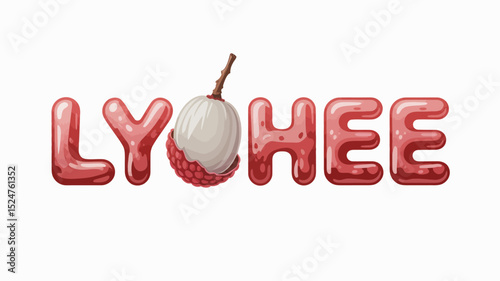 Lychee fruit tropical exotic sweet delicious healthy vitamin nutrition food asian dessert vector design 3d editable stock vector illustration