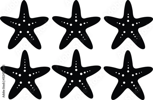 Starfish silhouette set, Sea fish silhouette bundle vector illustration