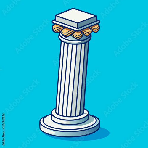 Stoic cracked column still standing icon vector illustration