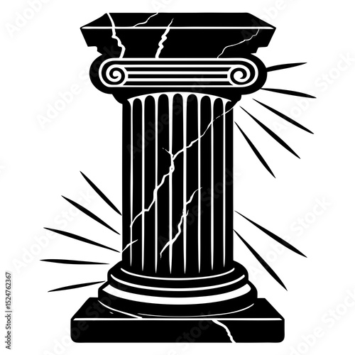 Cracked stoic column icon vector illustration