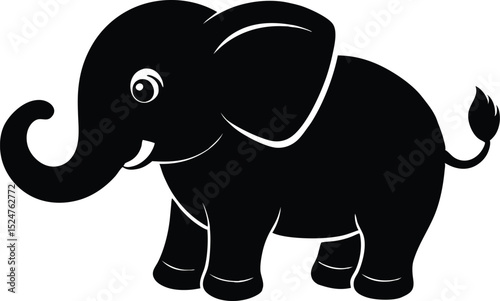 Baby elephant silhouette vector, elephant silhouette illustration design