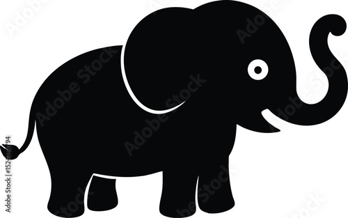 Baby elephant silhouette vector, elephant silhouette illustration design
