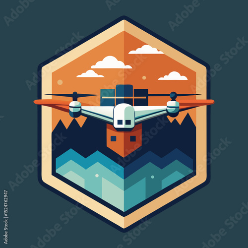 Anti gravity drone delivery icon vector illustration