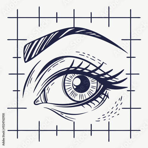 Biometric retina scan with eye grid icon vector illustration