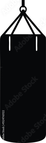 Boxing punching bag silhouette, Dark gray boxing punching bag silhouette. vector illustration