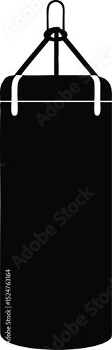 Boxing punching bag silhouette, Dark gray boxing punching bag silhouette. vector illustration