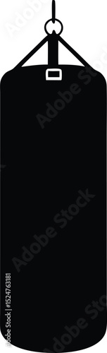 Boxing punching bag silhouette, Dark gray boxing punching bag silhouette. vector illustration