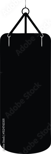 Boxing punching bag silhouette, Dark gray boxing punching bag silhouette. vector illustration