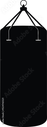 Boxing punching bag silhouette, Dark gray boxing punching bag silhouette. vector illustration