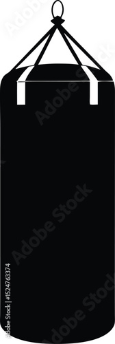 Boxing punching bag silhouette, Dark gray boxing punching bag silhouette. vector illustration