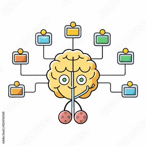 Mind mapping branching structure icon vector illustration