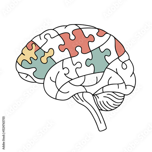 Neural diversity puzzle brain icon vector illustration