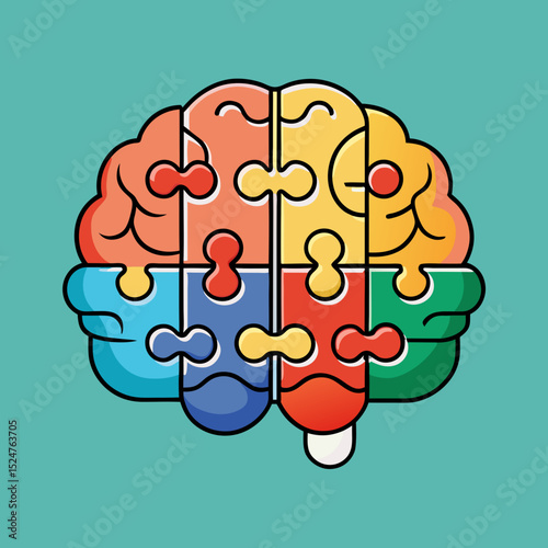 Neural diversity puzzle brain icon vector illustration