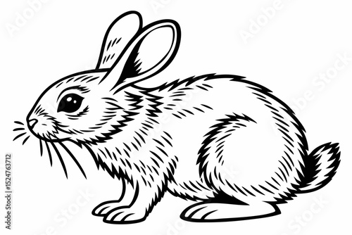 Outlined Grace: Rabbit in Black and White