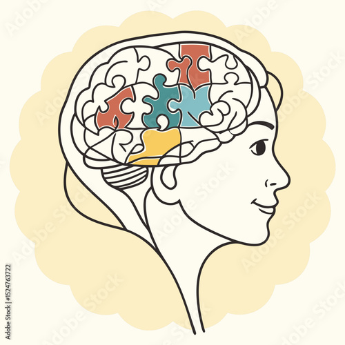 Brain puzzle neural diversity icon vector illustration