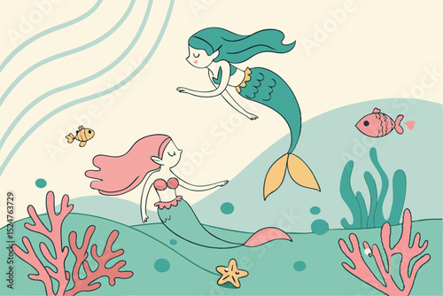 Sea Dreams: Vector Art of Mermaids, Tails & Ocean Icons