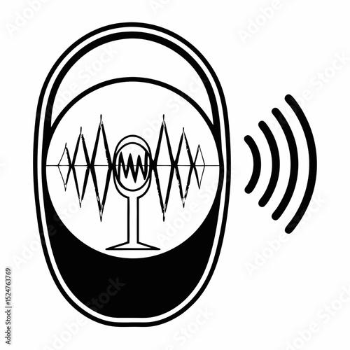 Voice command waveform audio icon vector illustration