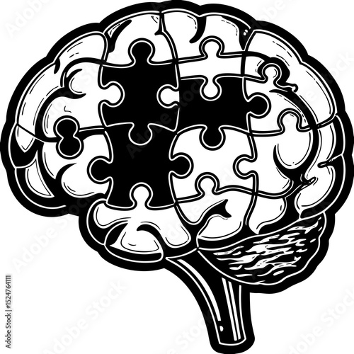 Neural diversity puzzle brain icon vector illustration