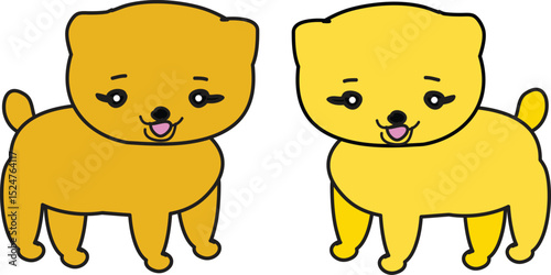 Cute puppy dogs funny smiling hand drawn illustration vector doodle