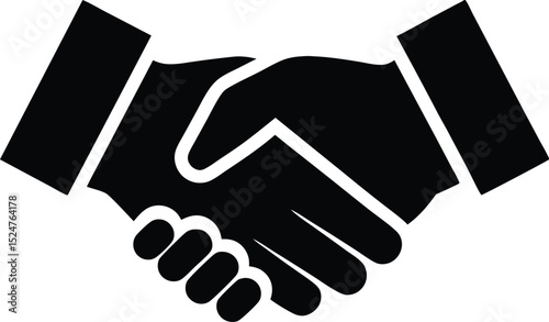 Bold handshake icon in solid black silhouette. Handshake simple icon, A vector illustration of a simple silhouette handshake icon design