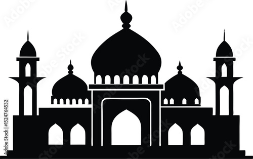 Islamic mosque silhouette, Mosque silhouette. Three mosque silhouette  on a white background.
