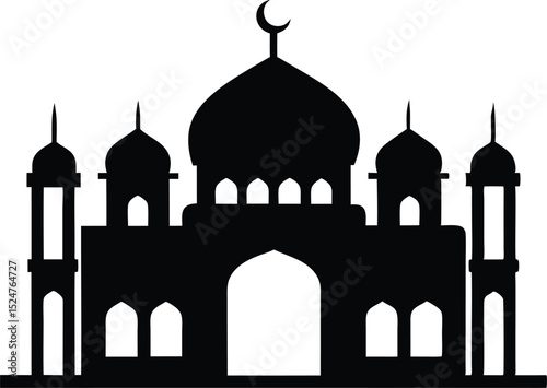 Islamic mosque silhouette, Mosque silhouette. Three mosque silhouette  on a white background.