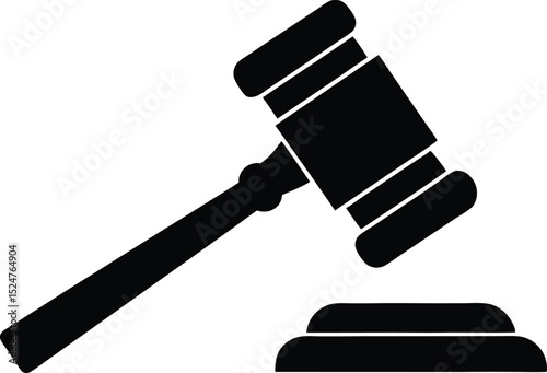 Judge gavel line art silhouette vector illustration. judge hammer silhouette vector illustration.