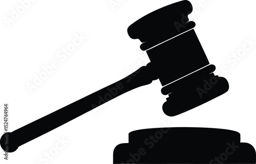 Judge gavel line art silhouette vector illustration. judge hammer silhouette vector illustration.