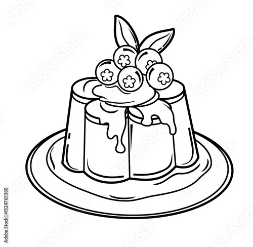 a plate of blueberry flower custard pudding