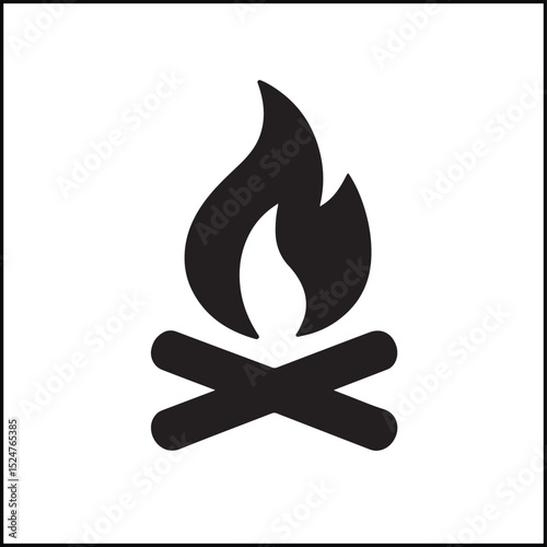 Black campfire icon in silhouette