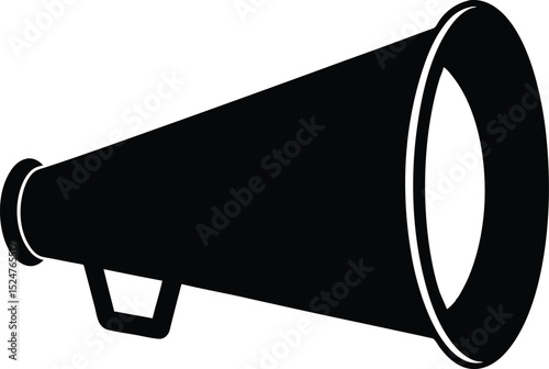 Black and white megaphone silhouette, megaphone icon, promotion icon in Line and silhouette vector style