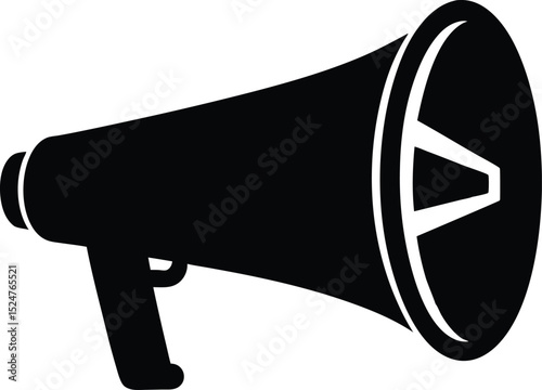 Black and white megaphone silhouette, megaphone icon, promotion icon in Line and silhouette vector style