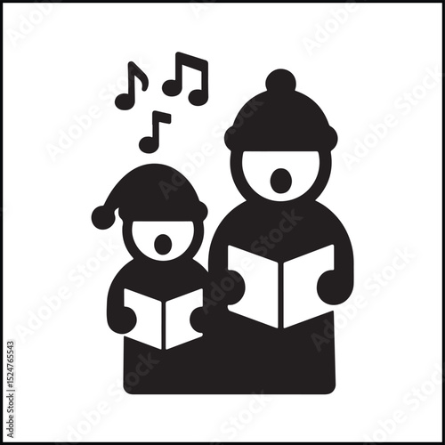 Christmas carolers group silhouette