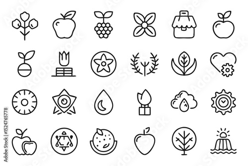 Editable natural vegan organic healthy food design element isolated on transparent background